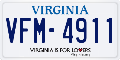 VA license plate VFM4911
