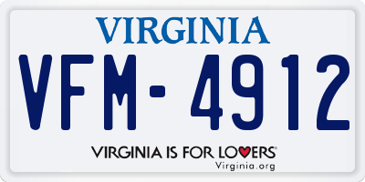 VA license plate VFM4912