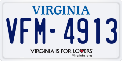 VA license plate VFM4913