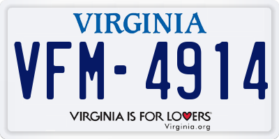 VA license plate VFM4914