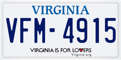 VA license plate VFM4915