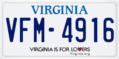 VA license plate VFM4916