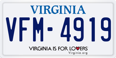 VA license plate VFM4919