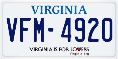 VA license plate VFM4920