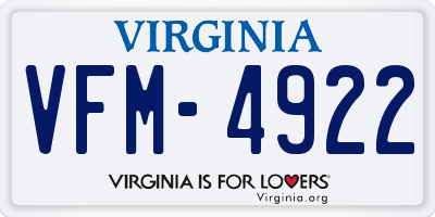 VA license plate VFM4922