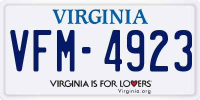 VA license plate VFM4923