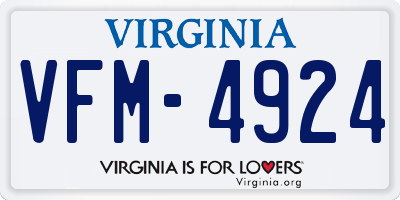 VA license plate VFM4924