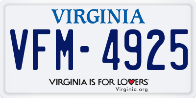 VA license plate VFM4925