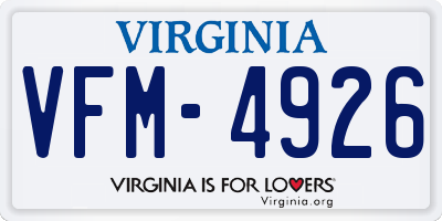 VA license plate VFM4926
