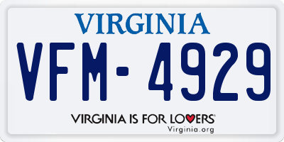 VA license plate VFM4929