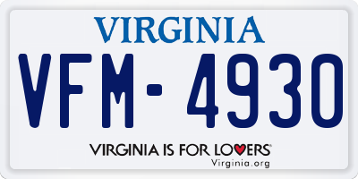 VA license plate VFM4930