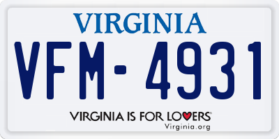 VA license plate VFM4931