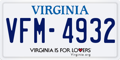 VA license plate VFM4932