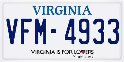 VA license plate VFM4933