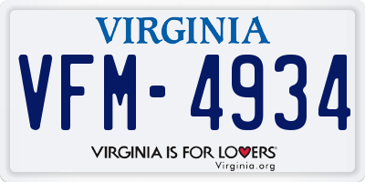 VA license plate VFM4934