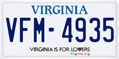 VA license plate VFM4935