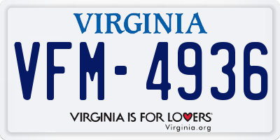 VA license plate VFM4936