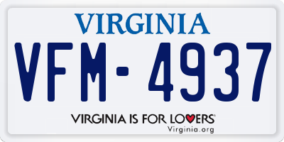 VA license plate VFM4937