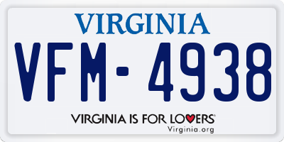 VA license plate VFM4938
