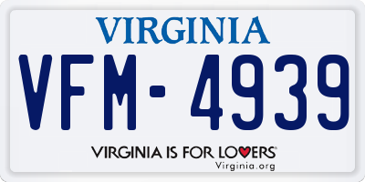VA license plate VFM4939
