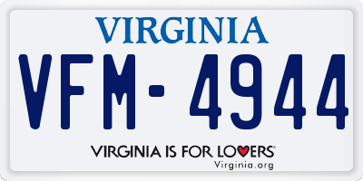 VA license plate VFM4944