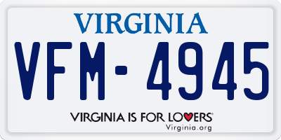 VA license plate VFM4945