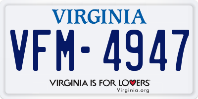 VA license plate VFM4947