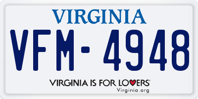 VA license plate VFM4948