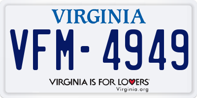 VA license plate VFM4949