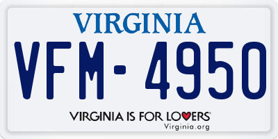VA license plate VFM4950