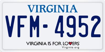 VA license plate VFM4952