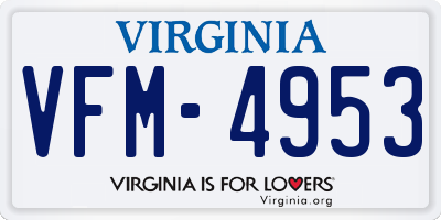 VA license plate VFM4953