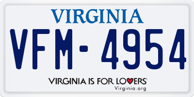 VA license plate VFM4954