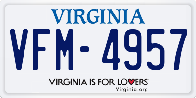 VA license plate VFM4957