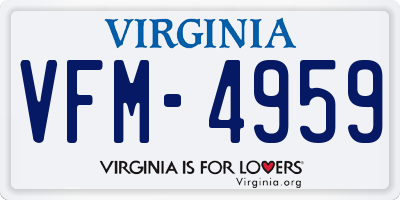 VA license plate VFM4959