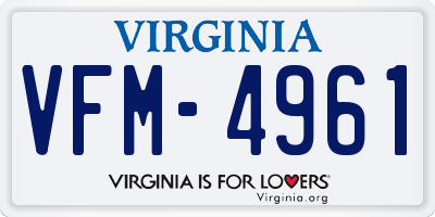 VA license plate VFM4961