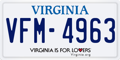 VA license plate VFM4963