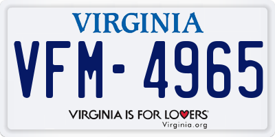 VA license plate VFM4965