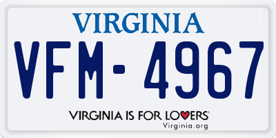 VA license plate VFM4967