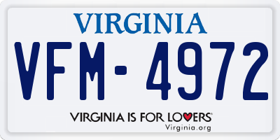 VA license plate VFM4972
