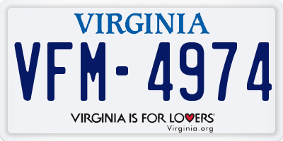 VA license plate VFM4974