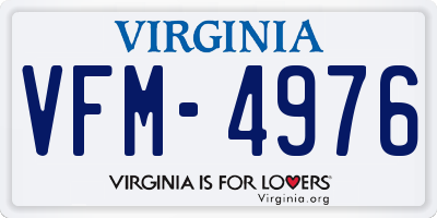 VA license plate VFM4976