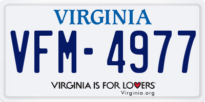 VA license plate VFM4977