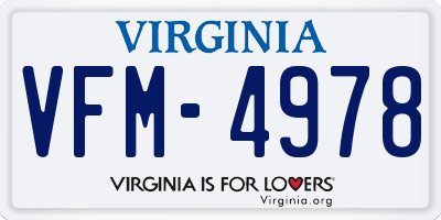 VA license plate VFM4978