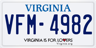 VA license plate VFM4982