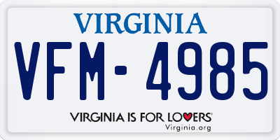 VA license plate VFM4985