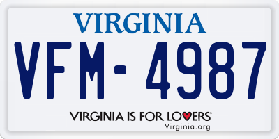 VA license plate VFM4987