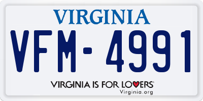 VA license plate VFM4991