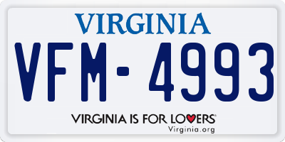 VA license plate VFM4993
