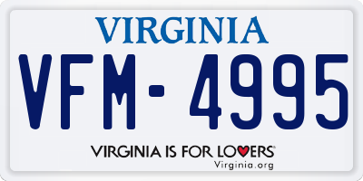 VA license plate VFM4995